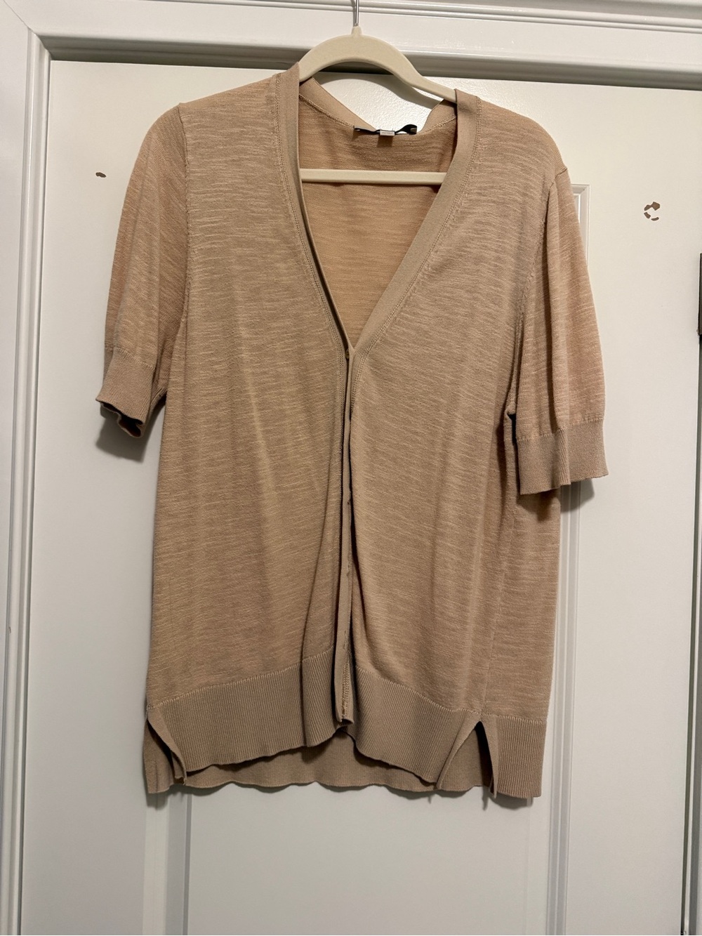 LOFT Lightweight Short-Sleeve Cardigan Tee in Beige
